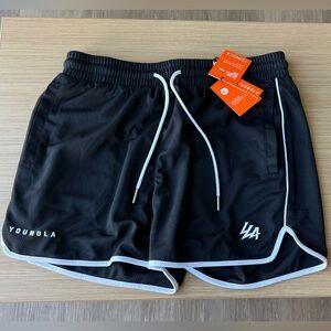 YoungLA Black Athletic Men's Shorts with White Trim